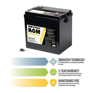 Go Power! 224Ah 6V Sun Cycle AGM Solar Battery - GP-AGM-224-6V