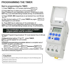 Baomain THC15A DC/AC 12V In 240 VAC Out Digital Programmable Timer Relay 16A Din Mount