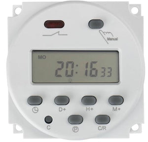 Baomain Digital LCD Programmable Timer CN101C Input 12V Output 12V DC/AC 16A SPST Support 17-Times Daily Weekly Program Time Relay Switch